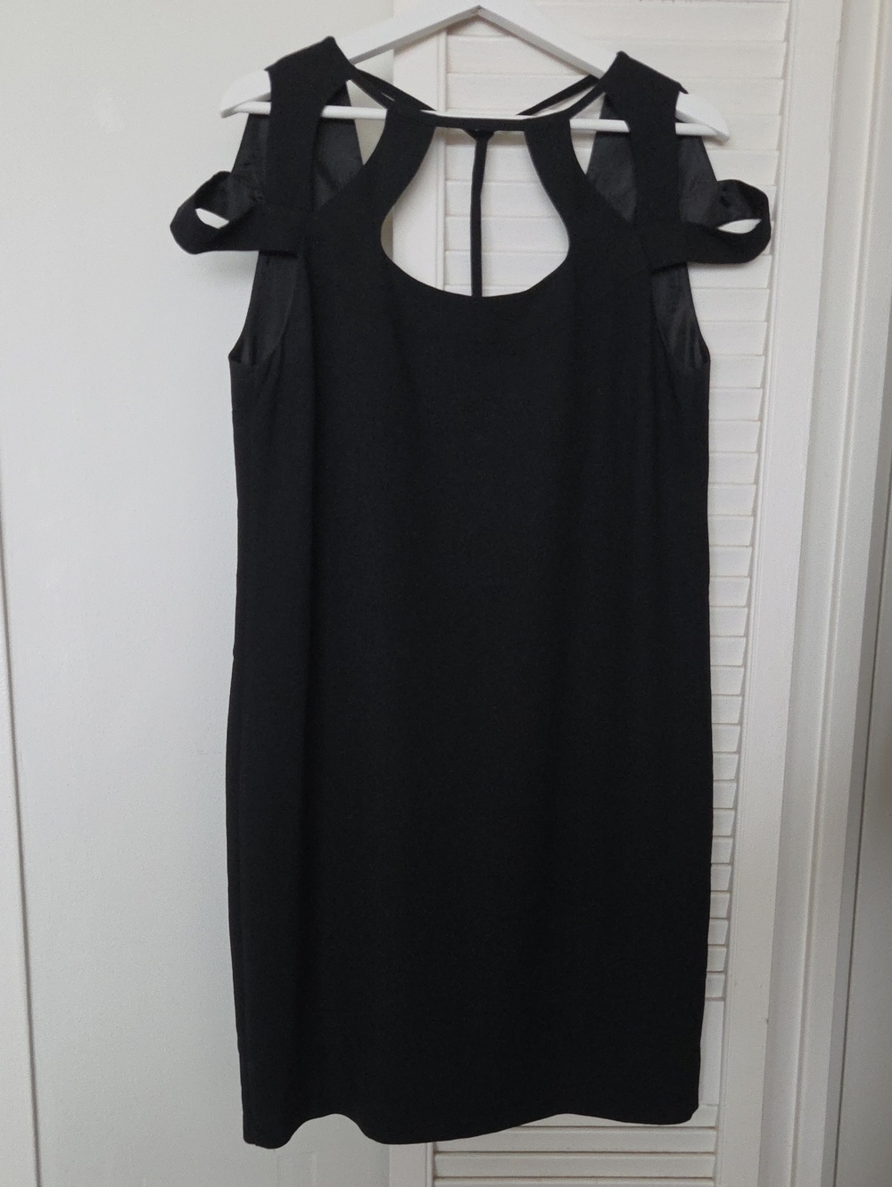 Sisley Made In Italy Viscose Blend Black Open Shoulder Shift Dress Size L